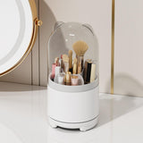 Makeup Brush Storage Cylinder, Organizer with Lid, Rotating Dustproof Make Up Brushes Container with Clear Acrylic Cover for Vanity Desktop Bathroom Countertop(10 Pack)