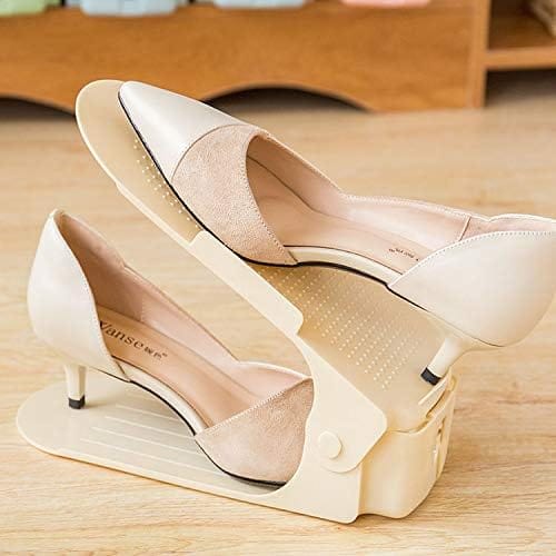 Shoe Slots Space Saver for Closet Organization, Double layer adjustable simple shoe bracket creative dustproof storage shoe rack