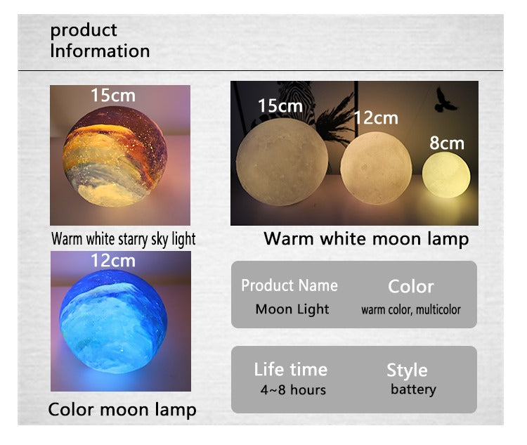 Multicolor Home Decoration customised table lamps touch mood lights moon lamp small 3d led night light(Bulk 3 Sets)
