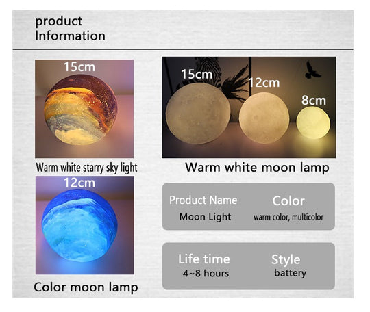 Multicolor Home Decoration customised table lamps touch mood lights moon lamp small 3d led night light(Bulk 3 Sets)