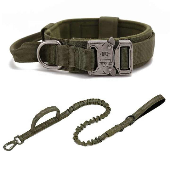 High Quality Heavy Duty Metal Buckle Pet Collar strong Dogs collar and leash set Tactical Dog Collar