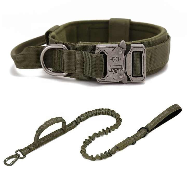 High Quality Heavy Duty Metal Buckle Pet Collar strong Dogs collar and leash set Tactical Dog Collar(Bulk 3 Sets)