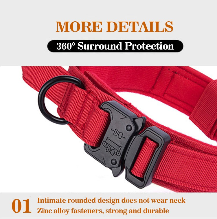 High Quality Heavy Duty Metal Buckle Pet Collar strong Dogs collar and leash set Tactical Dog Collar