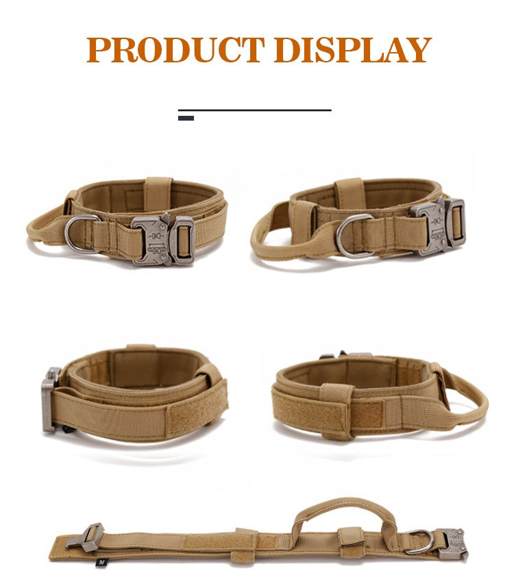 High Quality Heavy Duty Metal Buckle Pet Collar strong Dogs collar and leash set Tactical Dog Collar