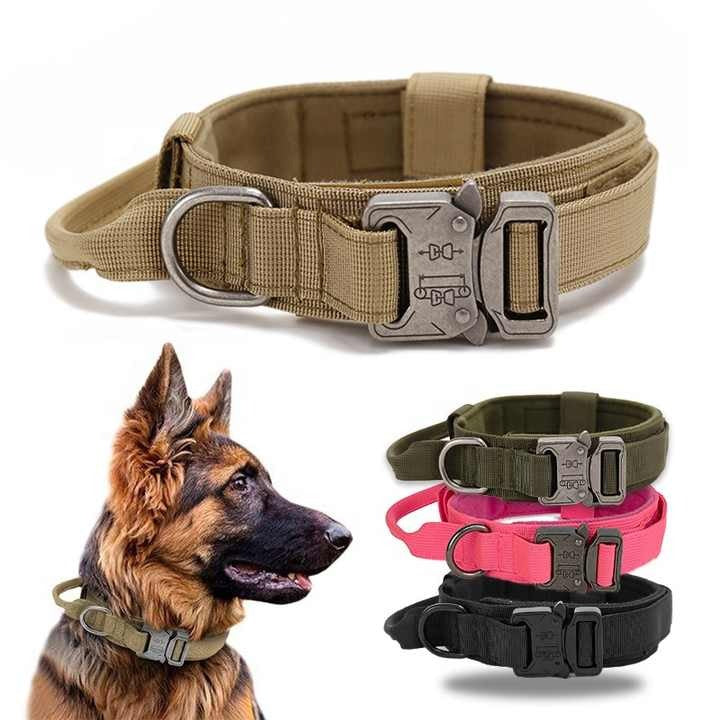 High Quality Heavy Duty Metal Buckle Pet Collar strong Dogs collar and leash set Tactical Dog Collar