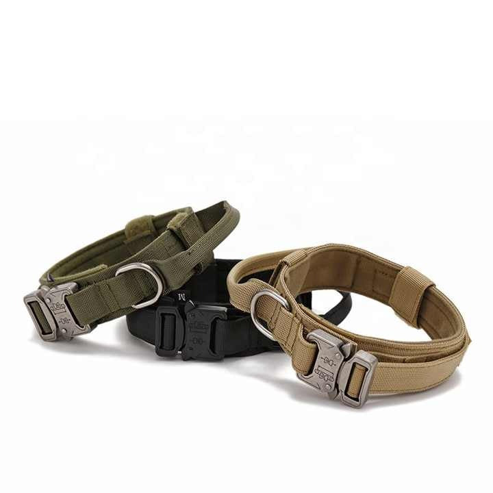 High Quality Heavy Duty Metal Buckle Pet Collar strong Dogs collar and leash set Tactical Dog Collar(Bulk 3 Sets)