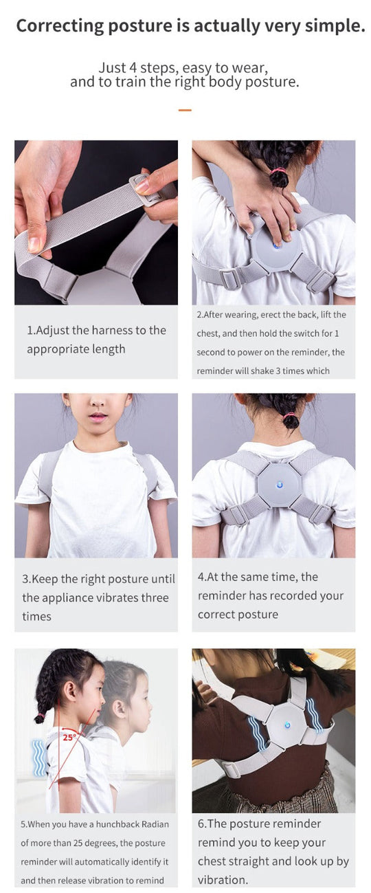 Smart Posture Corrector for Women Men Kids, Electronic Posture Reminder with Sensor Vibration, Adjustable Upper Back Brace Straightener for Hunching(10 Pack)