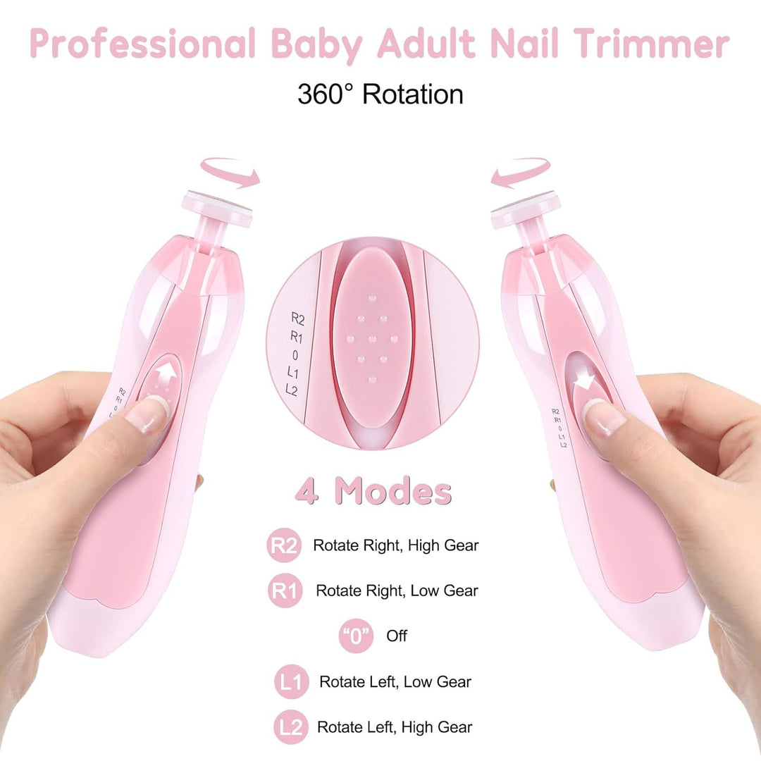 Baby Nail Trimmer File with Light Safe Electric Nail Clippers Kit for Newborn Infant Toddler Kids Toes and Fingernails