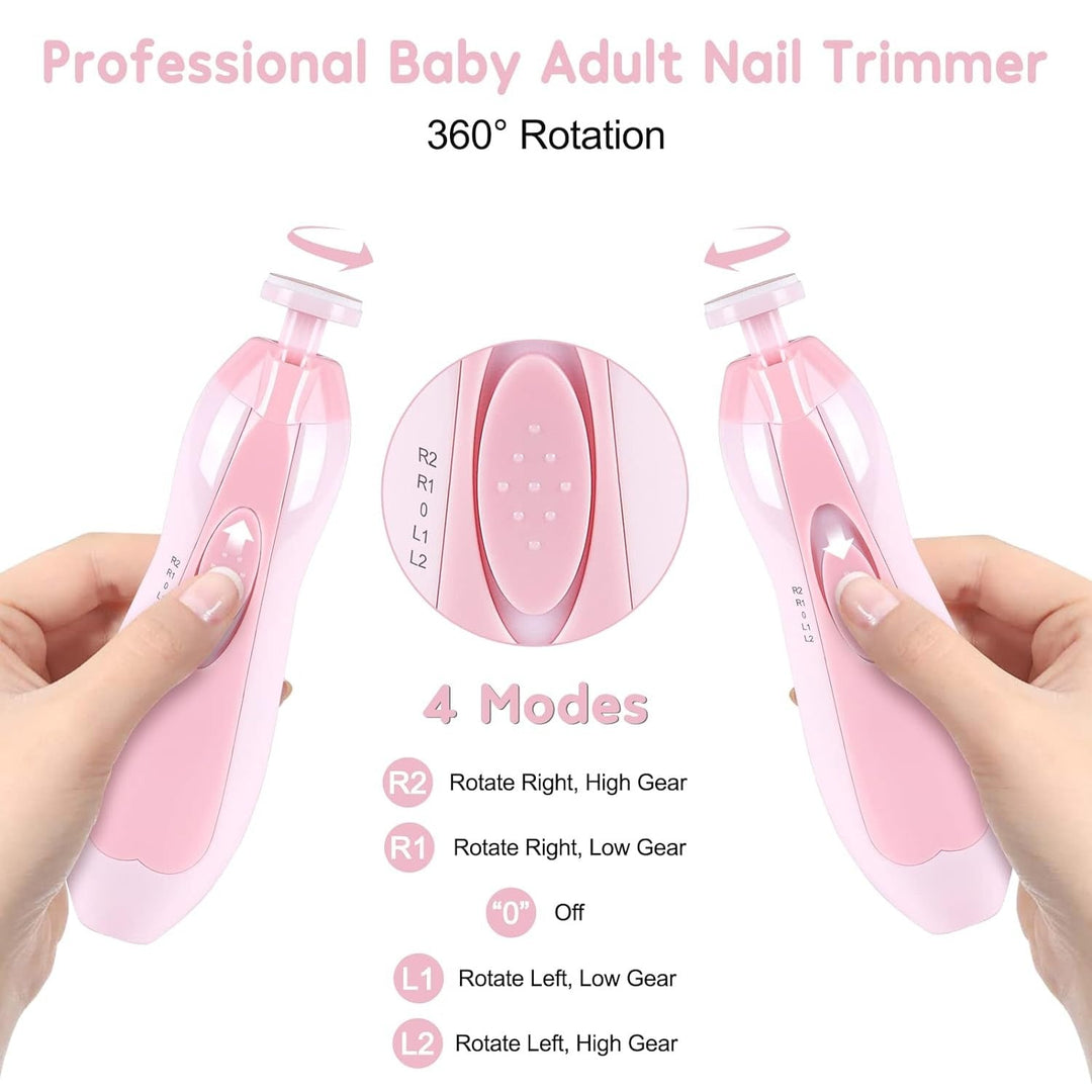 Baby Nail Trimmer File with Light Safe Electric Nail Clippers Kit for Newborn Infant Toddler Kids Toes and Fingernails(Bulk 3 Sets)