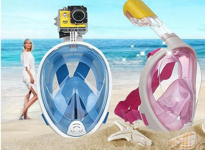 Portable 180 degree view go pro camera diving scuba full face snorkel mask