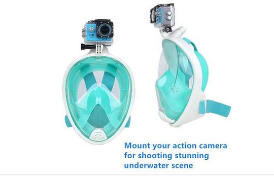 Portable 180 degree view go pro camera diving scuba full face snorkel mask(Bulk 3 Sets)