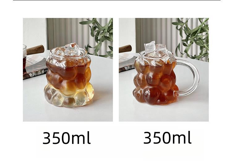 Transparent Coffee Glass Cup Heat resistant Glass Water Cup Ice cream Creative Coffee Cup Durable Drinkware(Bulk 3 Sets)