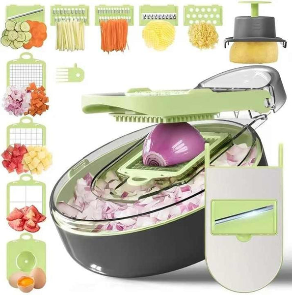 High Quality 13 in 1 Vegetable Chopper Cutter 13 in 1  Slicer Dicer Pro Onion Chopper Food Chopper with Container and Hand Guard(Bulk 3 Sets)