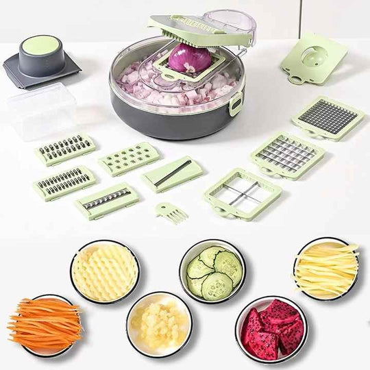 High Quality 13 in 1 Vegetable Chopper Cutter 13 in 1  Slicer Dicer Pro Onion Chopper Food Chopper with Container and Hand Guard