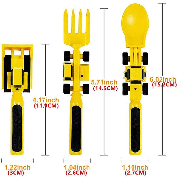 Toddler Utensils 2 and 3 Year Old, Divided Toddler Plates Constructive Eating Plate and Utensils Set Construction(10 Pack)