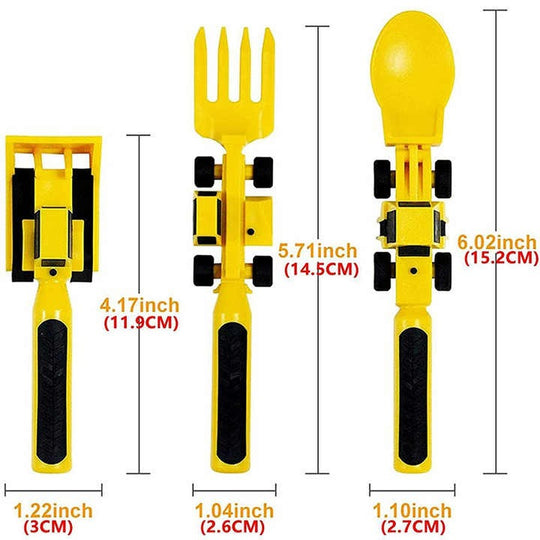 Toddler Utensils 2 and 3 Year Old, Divided Toddler Plates Constructive Eating Plate and Utensils Set Construction(10 Pack)