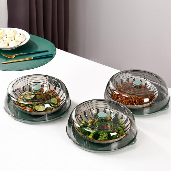 Multilayer Stackable Dust Proof Plate Food Cover Round Dish Cover Clear Plastic Insulation Food Cover(Bulk 3 Sets)