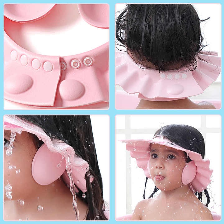 Adjustable Shower Cap for Kids with Ear Protection(Bulk 3 Sets)