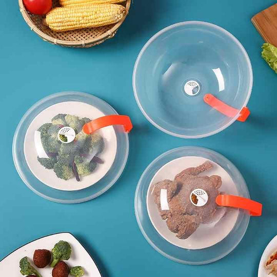 High Temperature Resistance Food Plate Cover Clear Microwave Splatter Cooker Lid with Steam Vent Microwave