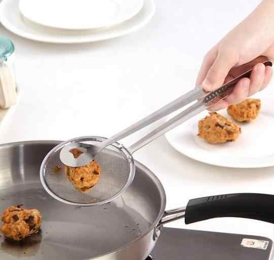 Multi Functional 2 in 1 Deep Fry Tool Filter Spoon Strainer with Clip