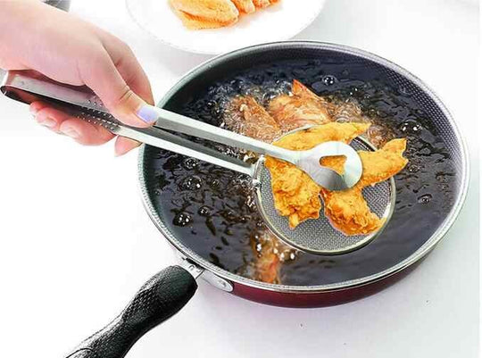 Multi Functional 2 in 1 Deep Fry Tool Filter Spoon Strainer with Clip