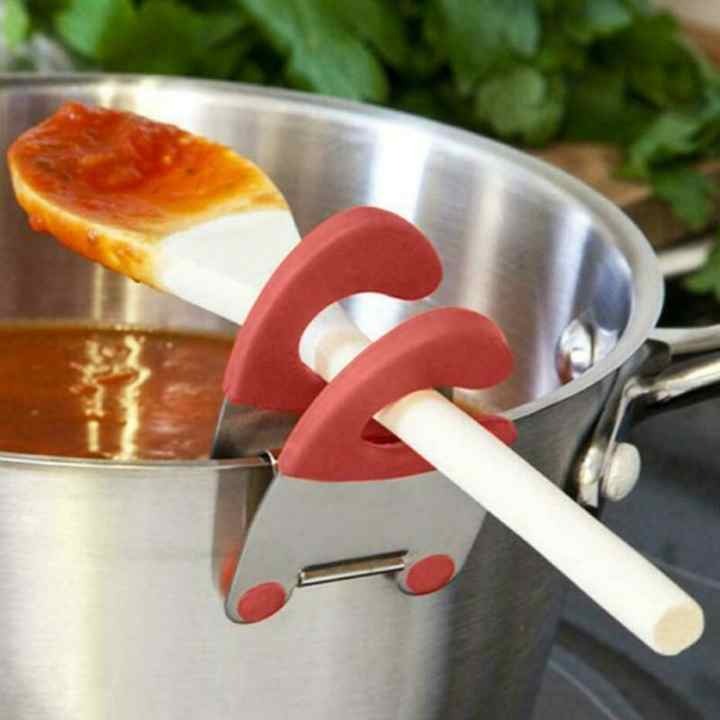 Kitchen Spoon Holder Utensil Pot Clips Cooking Kitchen Utensils Clamp Frame Dual Purpose