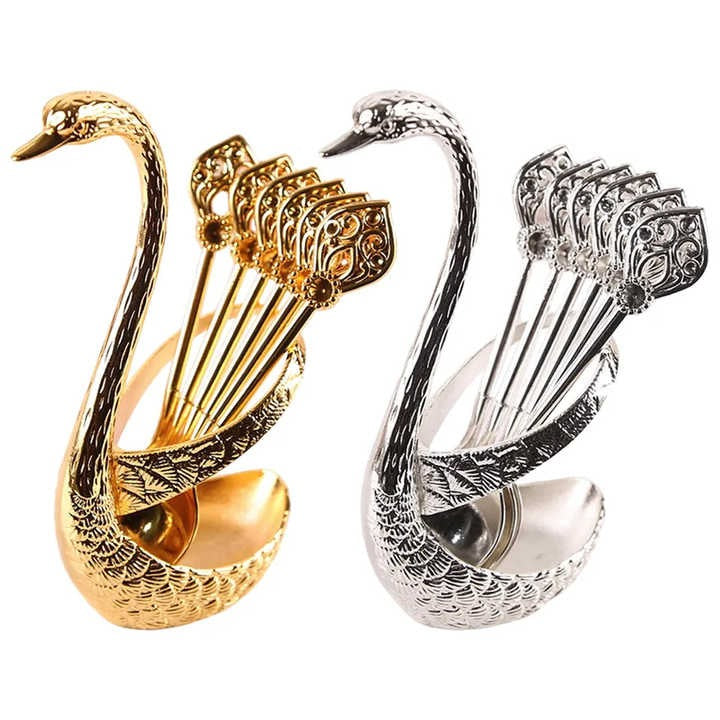 Elegant Gift Cute Spoon Rest Swan Expresso Spoons Gifts For Coffee Lovers Gold Spoon