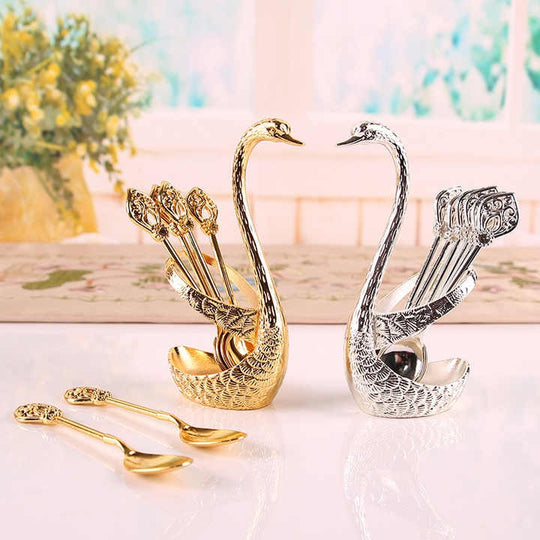 Elegant Gift Cute Spoon Rest Swan Expresso Spoons Gifts For Coffee Lovers Gold Spoon