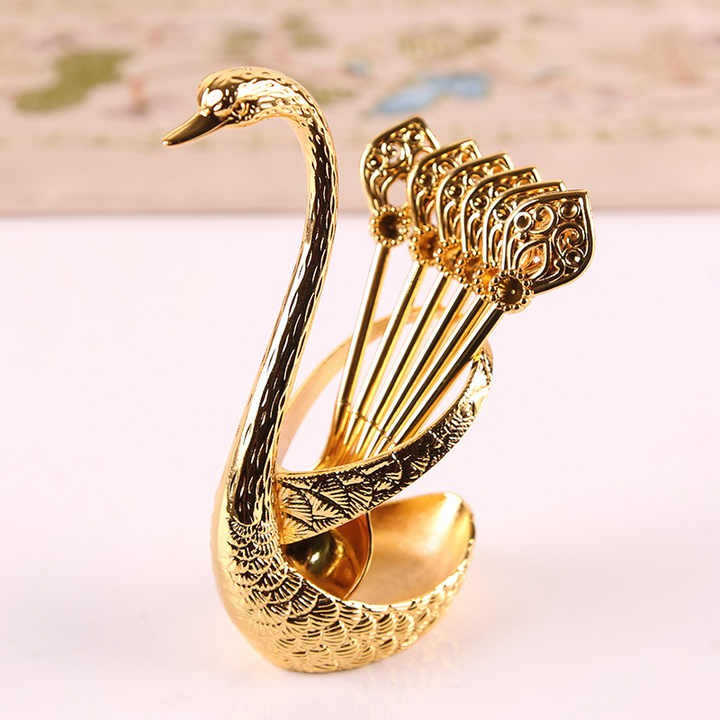 Elegant Gift Cute Spoon Rest Swan Expresso Spoons Gifts For Coffee Lovers Gold Spoon