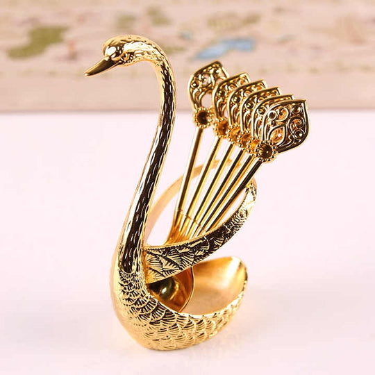 Elegant Gift Cute Spoon Rest Swan Expresso Spoons Gifts For Coffee Lovers Gold Spoon