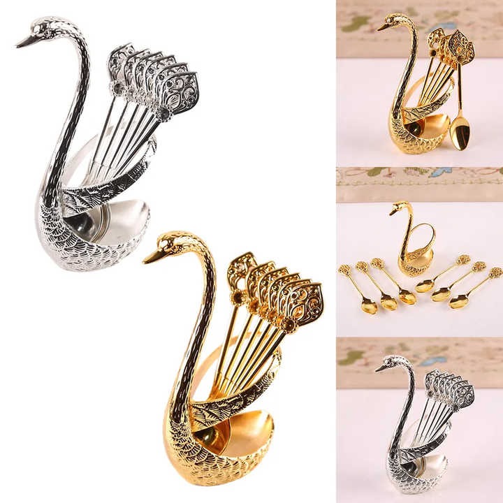 Elegant Gift Cute Spoon Rest Swan Expresso Spoons Gifts For Coffee Lovers Gold Spoon