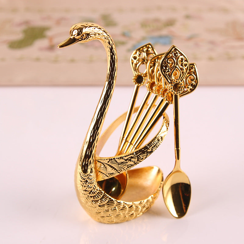 Elegant Gift Cute Spoon Rest Swan Expresso Spoons Gifts For Coffee Lovers Gold Spoon