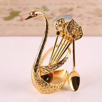Elegant Gift Cute Spoon Rest Swan Expresso Spoons Gifts For Coffee Lovers Gold Spoon(Bulk 3 Sets)