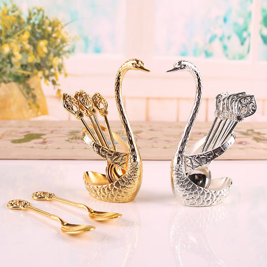 Elegant Gift Cute Spoon Rest Swan Expresso Spoons Gifts For Coffee Lovers Gold Spoon