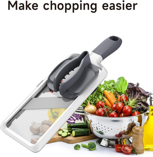 Multi Handheld Mandoline Slicer Adjustable Stainless Steel Blade Comfort Grip