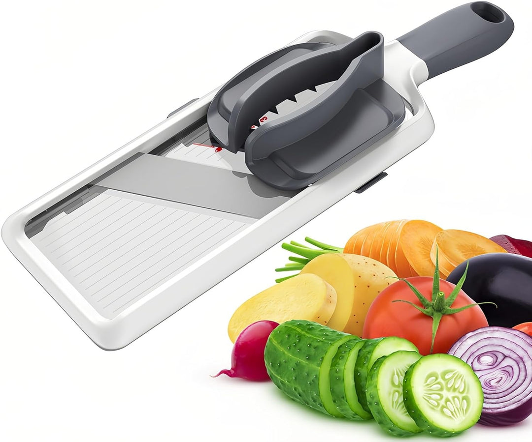 Multi Handheld Mandoline Slicer Adjustable Stainless Steel Blade Comfort Grip