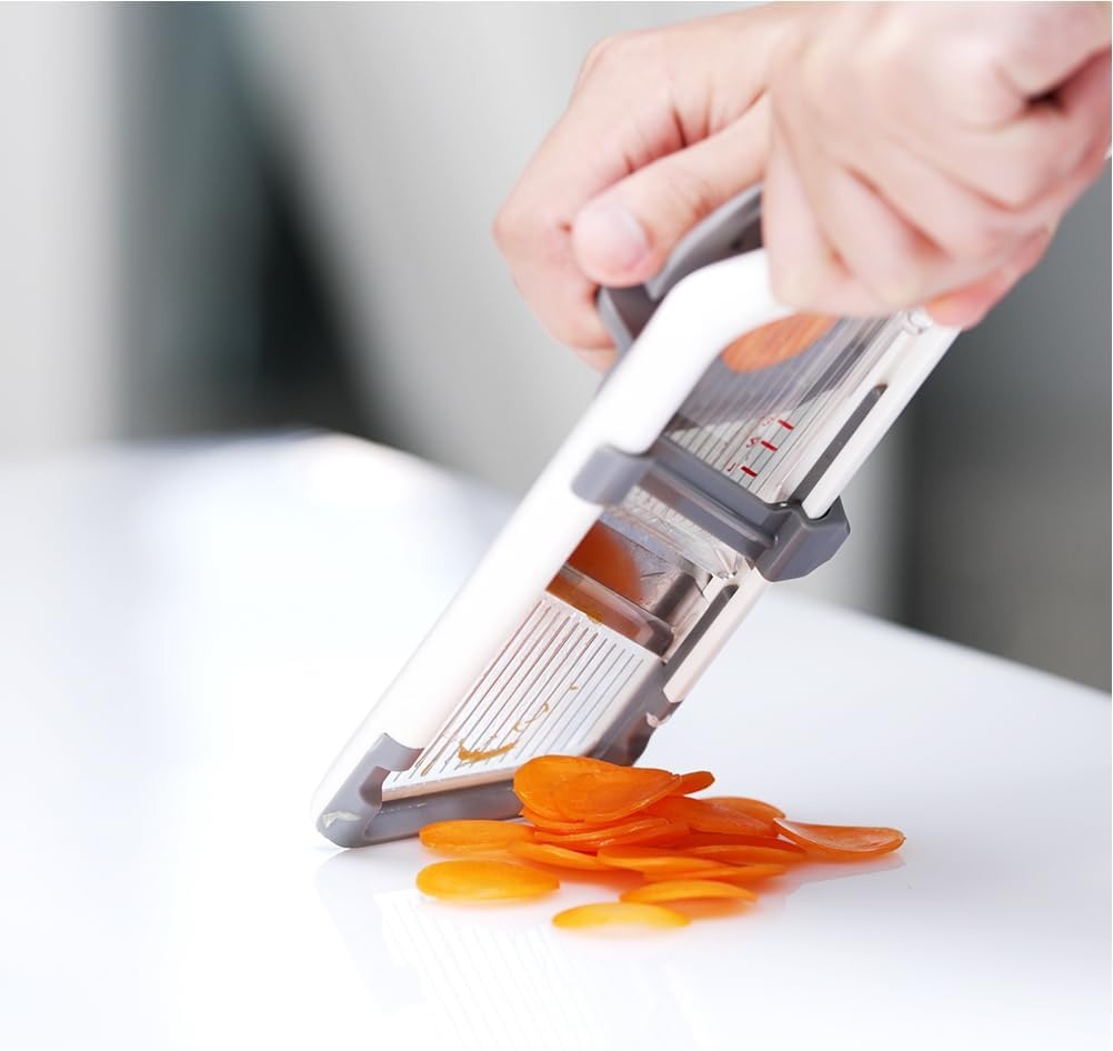 Multi Handheld Mandoline Slicer Adjustable Stainless Steel Blade Comfort Grip