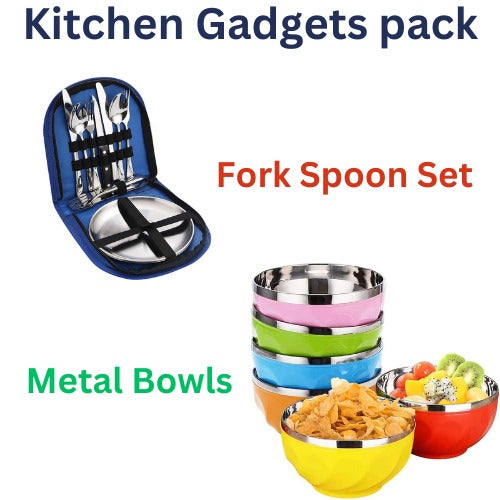 Camping Silverware Lightweight set & Fun Timepass Bowls Multi Pack(10 Pack)