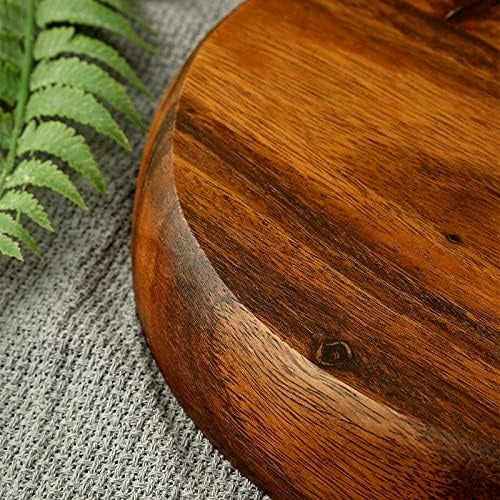 Fine Quality Round Serving Trays Acacia Wooden Divided Plates Set Dishes(Bulk 3 Sets)