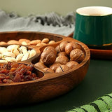 Fine Quality Round Serving Trays Acacia Wooden Divided Plates Set Dishes(10 Pack)