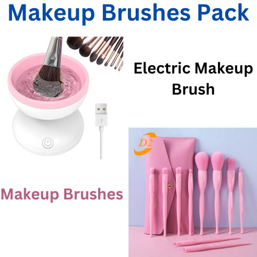 Makeup Brushes Tool & Electric Makeup Brush Cleaner Wash Pack