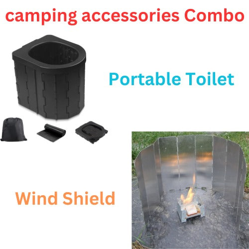 Portable Toilet Camping Toilet Portable & Hiking Outdoor Wind Shield for Stove Combo Pack(Bulk 3 Sets)