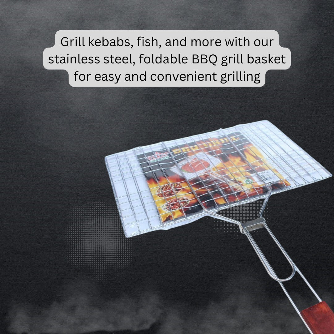 Ultra Fast Meat Thermometer & BBQ-Grill Basket Steel Foldable Nets Combo Pack(Bulk 3 Sets)