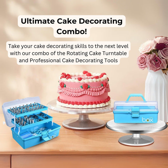 Cake Stand with Non-Slipping Silicone Bottom & Professional Cake Decorating Tools Combo Pack(Bulk 3 Sets)