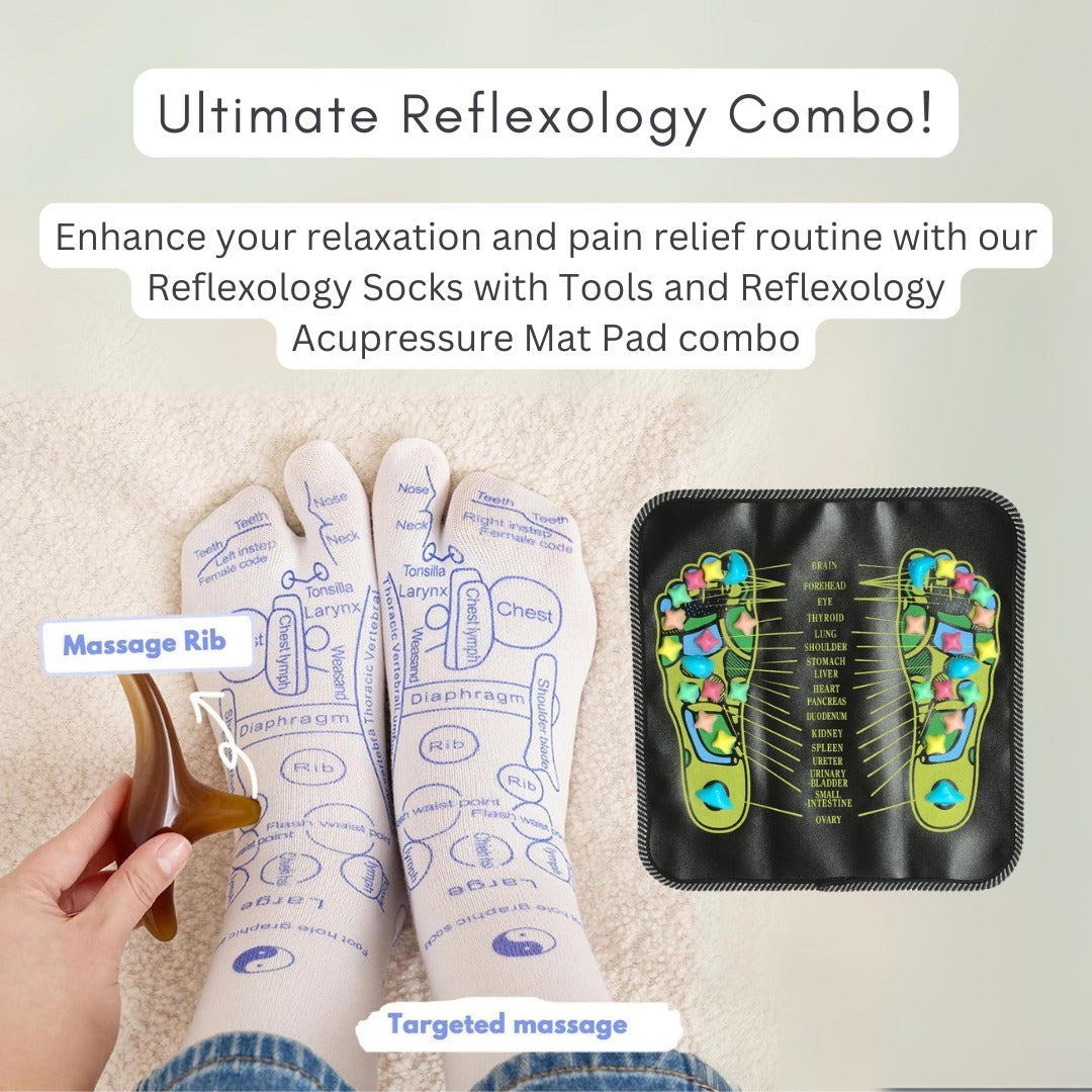 Reflexology Acupressure Mat Pad Massager & Acupressure Reflexology Socks Massage Combo Pack