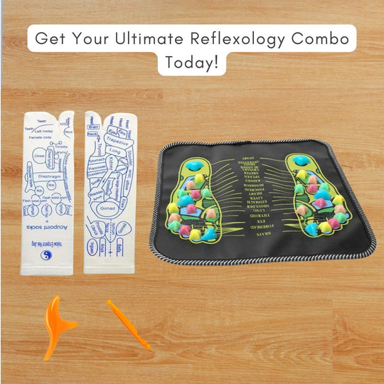 Reflexology Acupressure Mat Pad Massager & Acupressure Reflexology Socks Massage Combo Pack