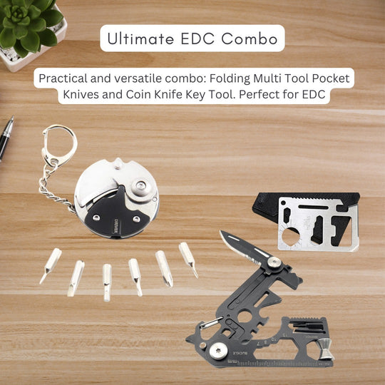 Compact Multi Tool Pocket Knives for Camping & Pocket Tools With Screwdriver Combo Pack