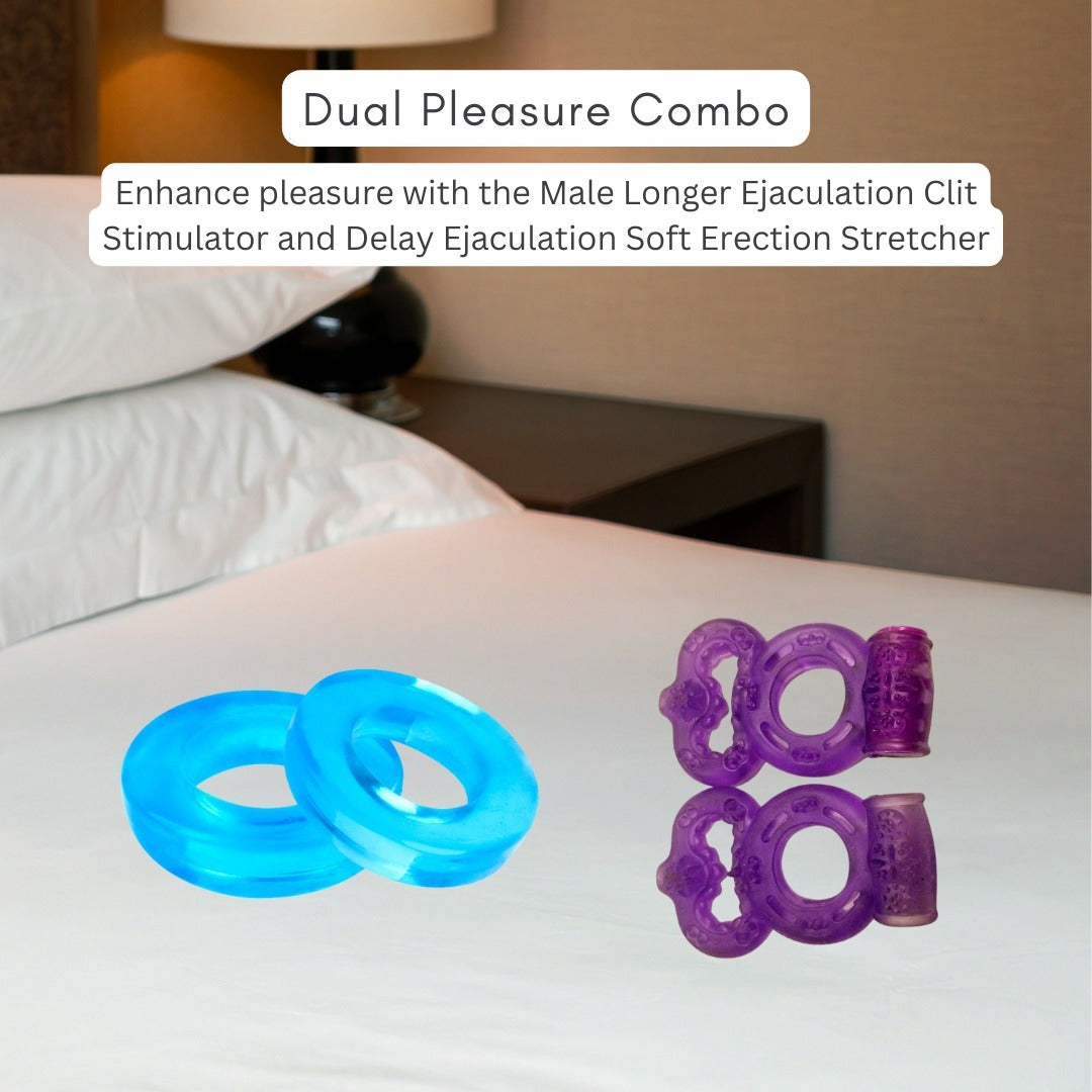 Dual Pleasure Cock Ring for Men & Delay Ejaculation-Soft Erection Combo Pack(Bulk 3 Sets)