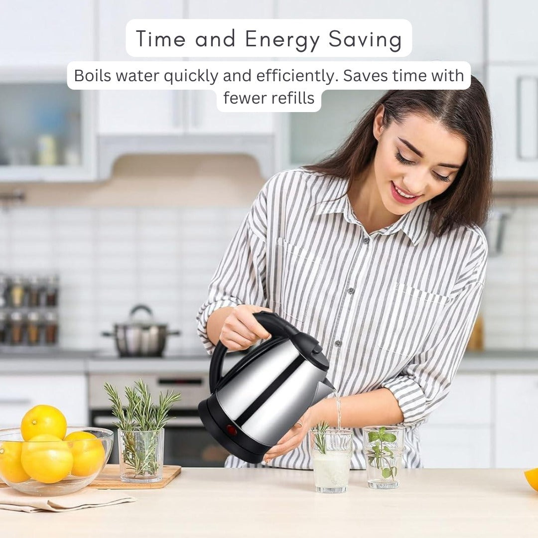 Electric 2L Hot Water Kettle & Coffee Beans Grinder Combo Pack