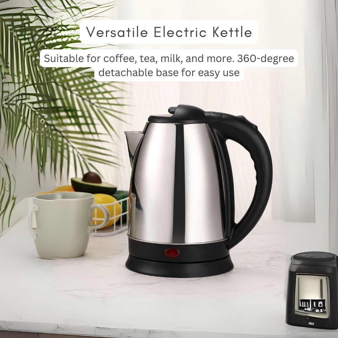 Electric 2L Hot Water Kettle & Coffee Beans Grinder Combo Pack